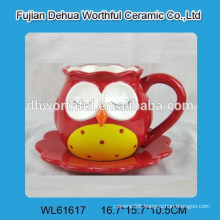 Superior ceramic cup & saucer with owl shape